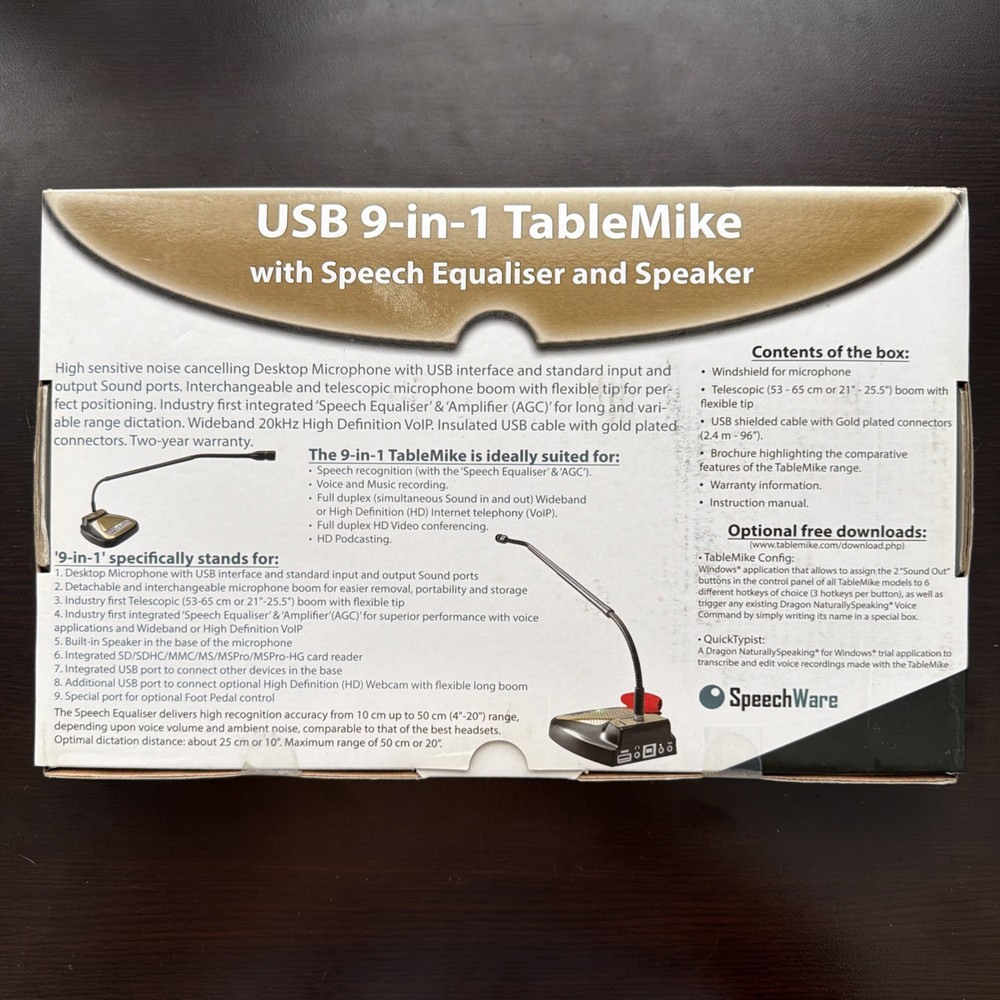 USB 9-In-1 TableMike with Speech Equaliser And Speaker