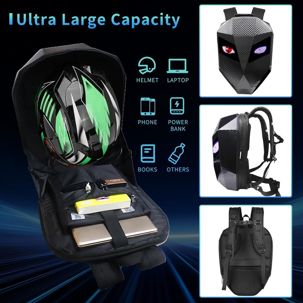Waterproof Motorcycle LED Knight Backpack Laptop Bag DIY programming Backpack 3D