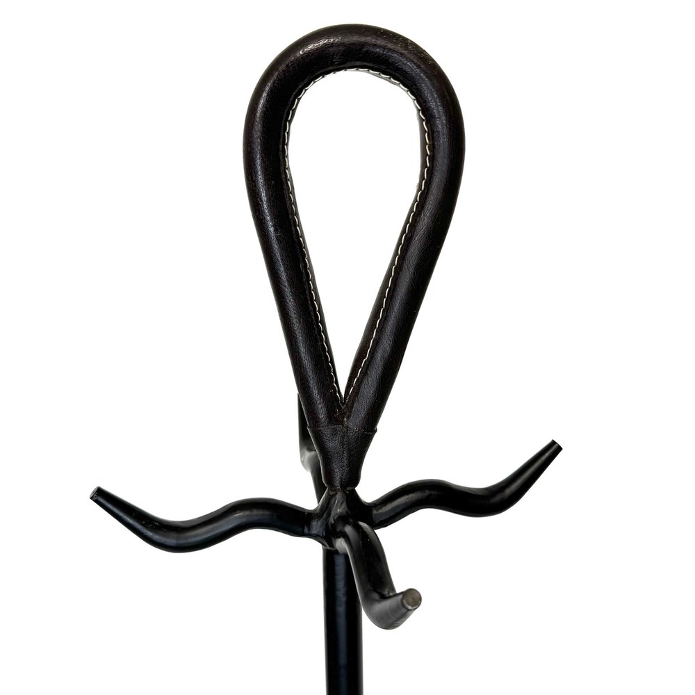 Jacques Adnet Style Leather & Iron Fireplace Stand (ONLY)