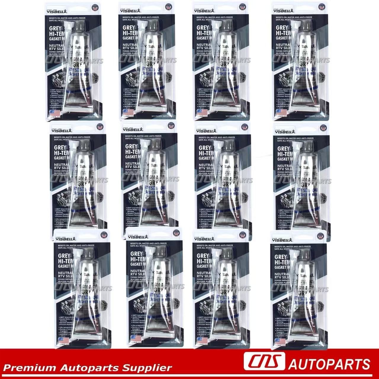 12 pcs High-Temp Grey RTV Silicone Gasket Maker VISBELLA Sealant for Valve cover