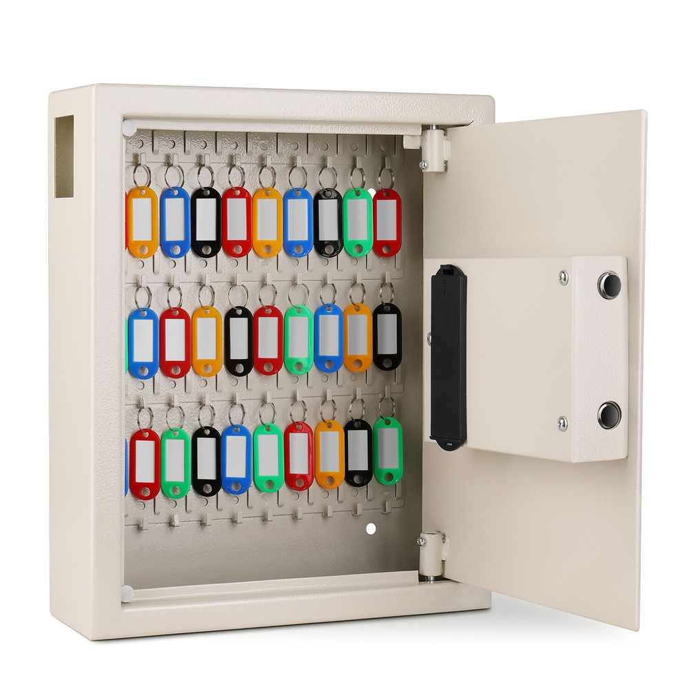 Key Cabinet Digital Lock (Gray), Wall Mounted 40 Key Security Box Storage Safe