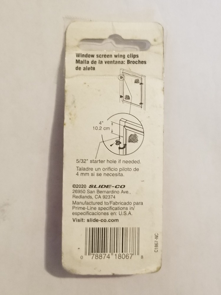 Prime Line Products 1867 Window Screen Clips 1/16" 4 count