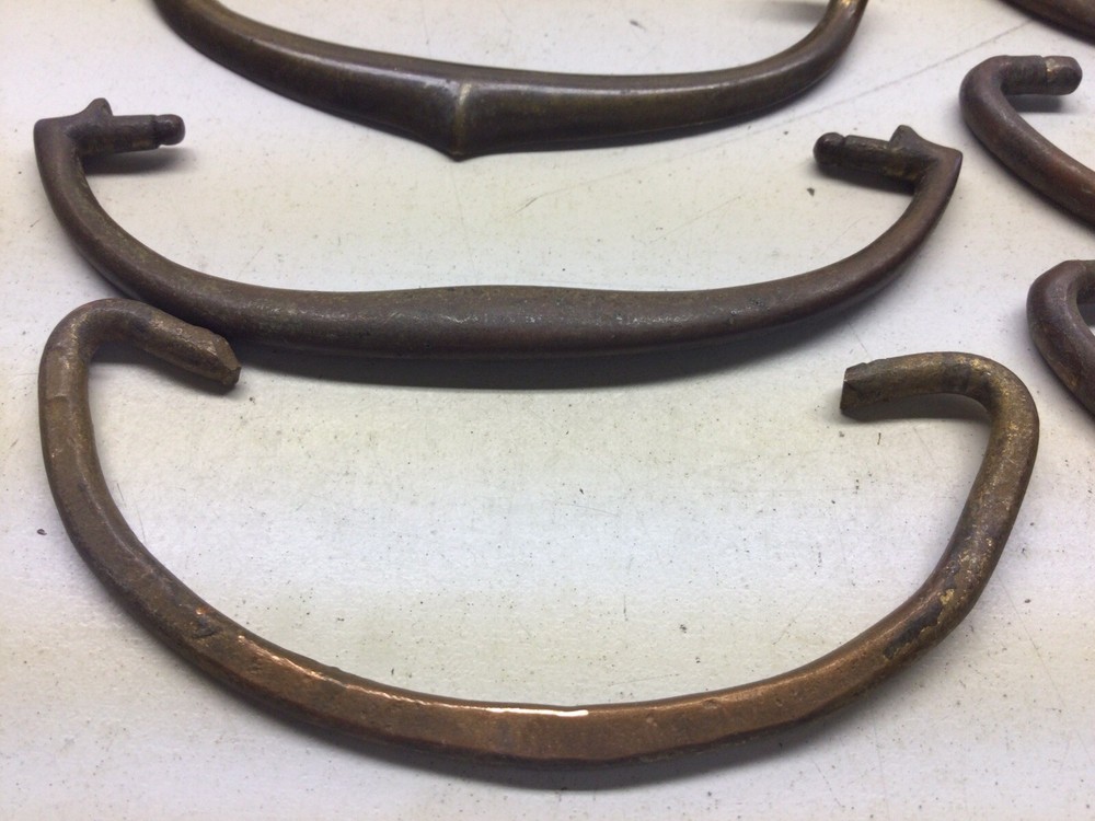 7) Antique Solid Brass Drawer Pulls Bails Only