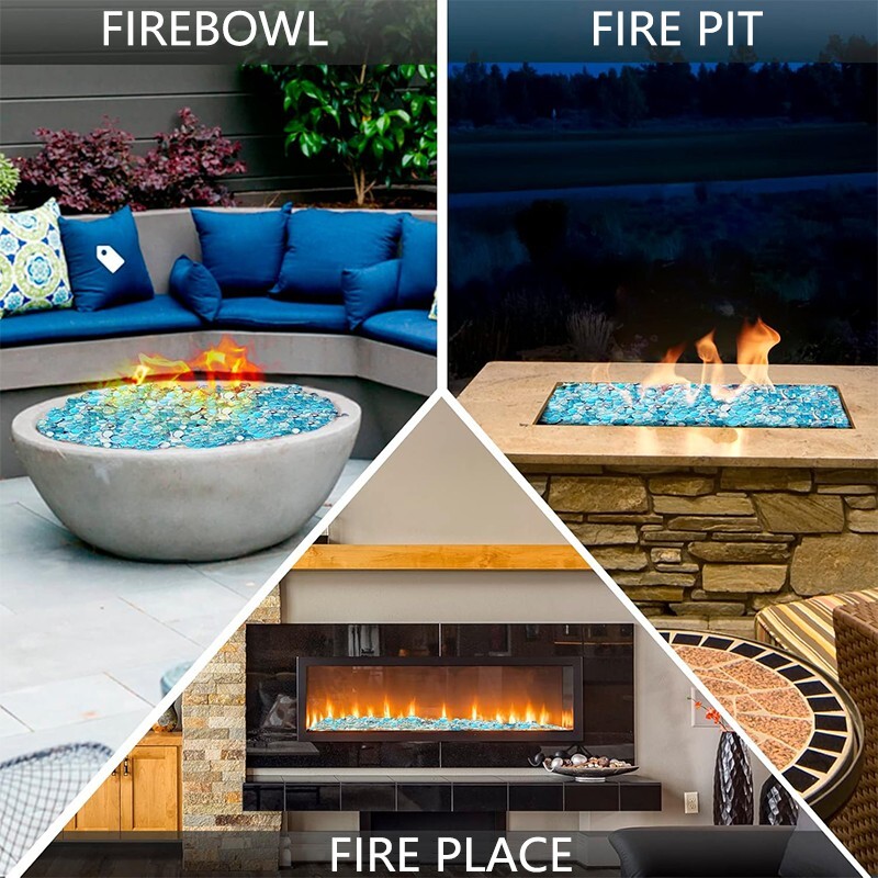 1/3/5 lb flat bead fireproof glass stone for natural fireplace and landscaping