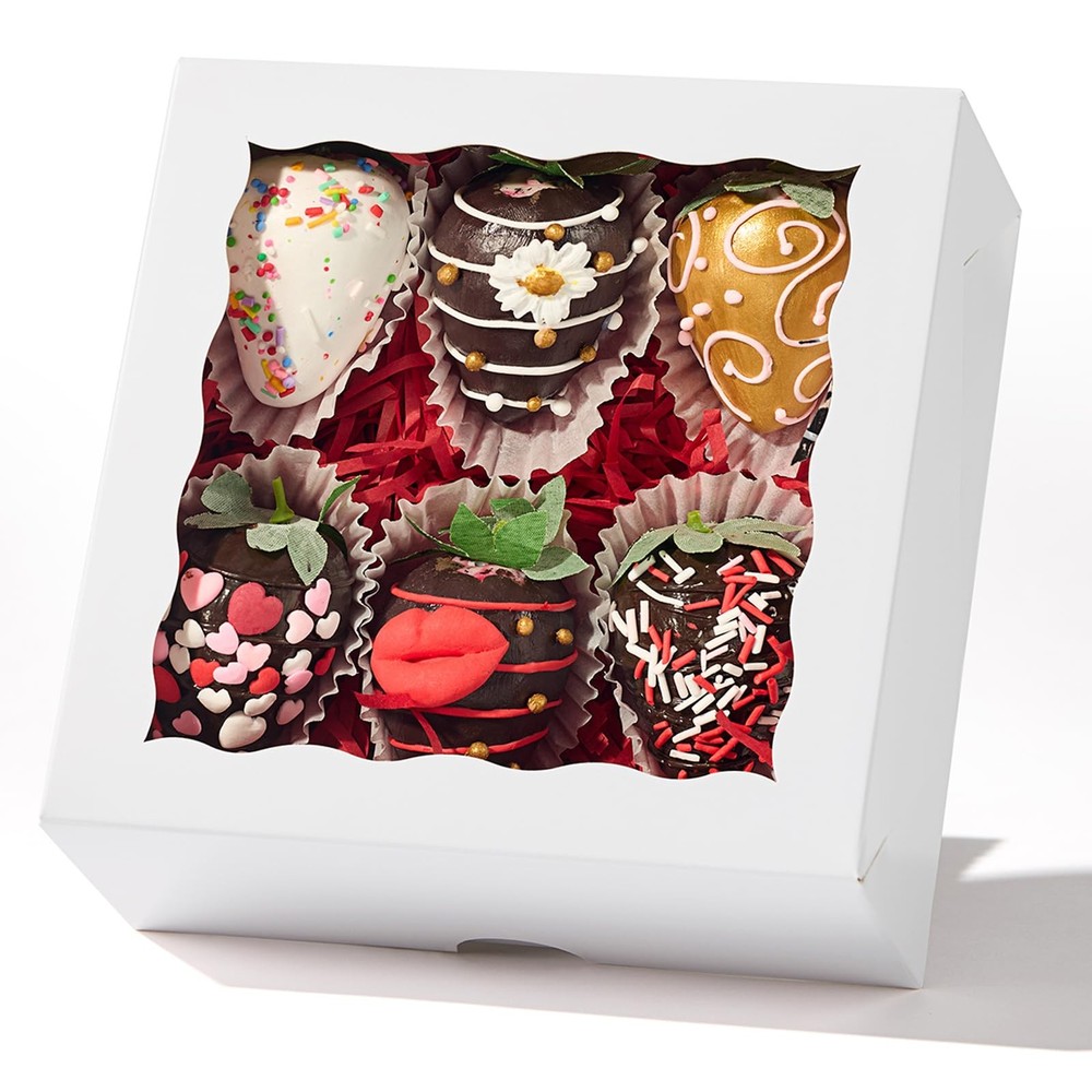 55pcs 6"x6"x2½ Bakery Boxes with Window Cookie Boxes Small Cake Boxes Macaron...