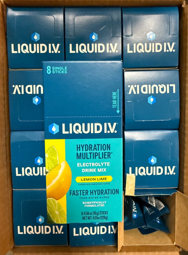 Liquid IV Hydration Multiplier Drink Electrolyte Packets Lemon Lime - 96 Sticks