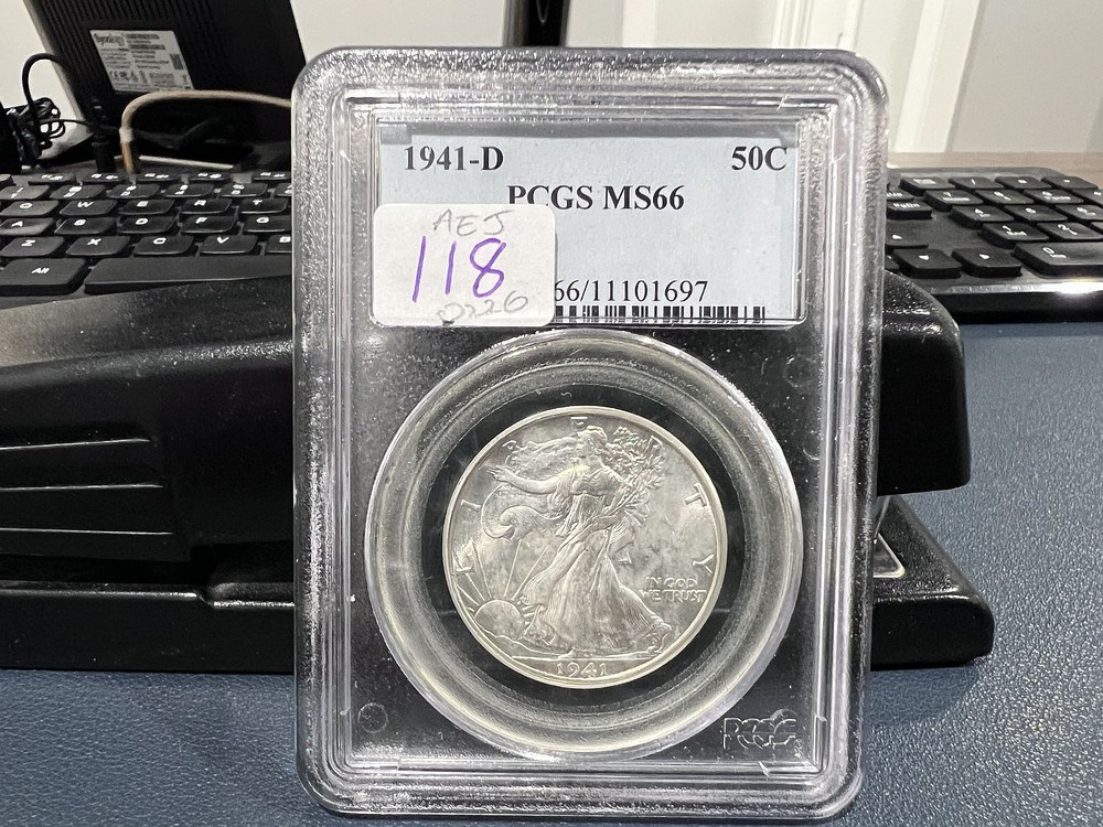1941-D 50c Walking Liberty Silver Half Dollar PCGS MS66 (AEJ)