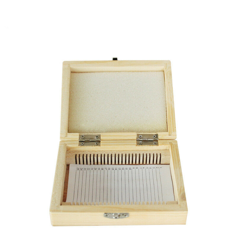 Wooden Microscope Slide Box Rectangle Hold Cabinet Slides Holder Case Storage
