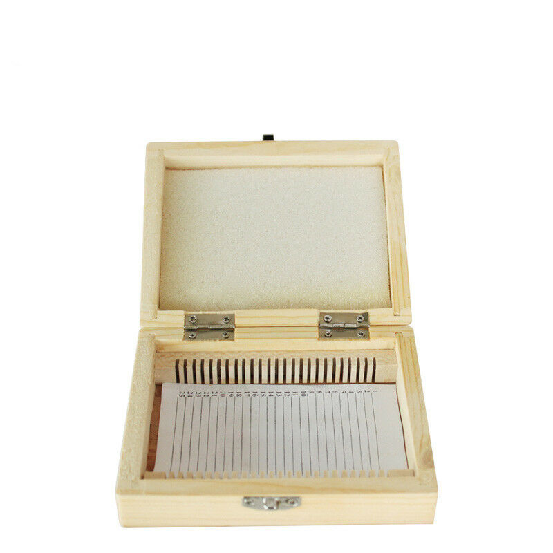Wooden Microscope Slide Box Rectangle Hold Cabinet Slides Holder Case Storage