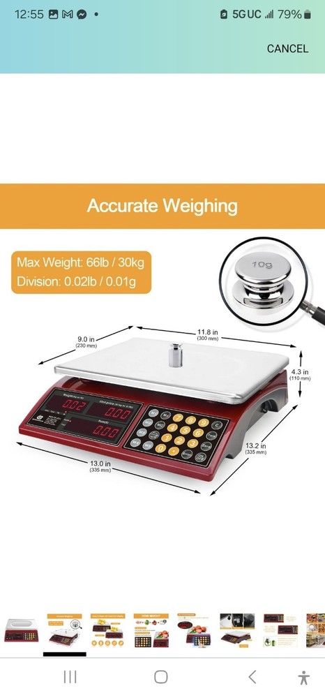 Bromech Price Computing Scale 66lb Digital Rechargeable Bcs-30-je21
