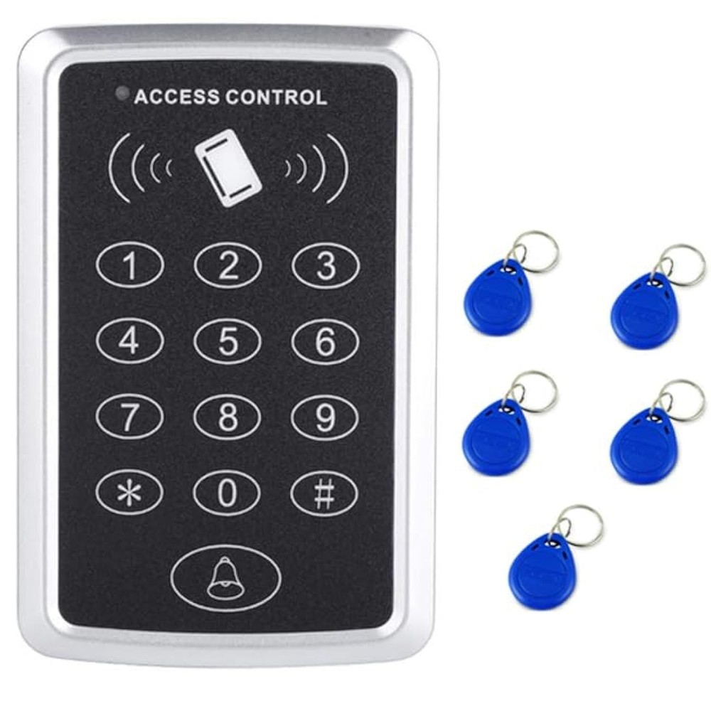Door Access Control Keypad, Stand-Alone Password RFID Reader+5PCS Keyfob Keyc...