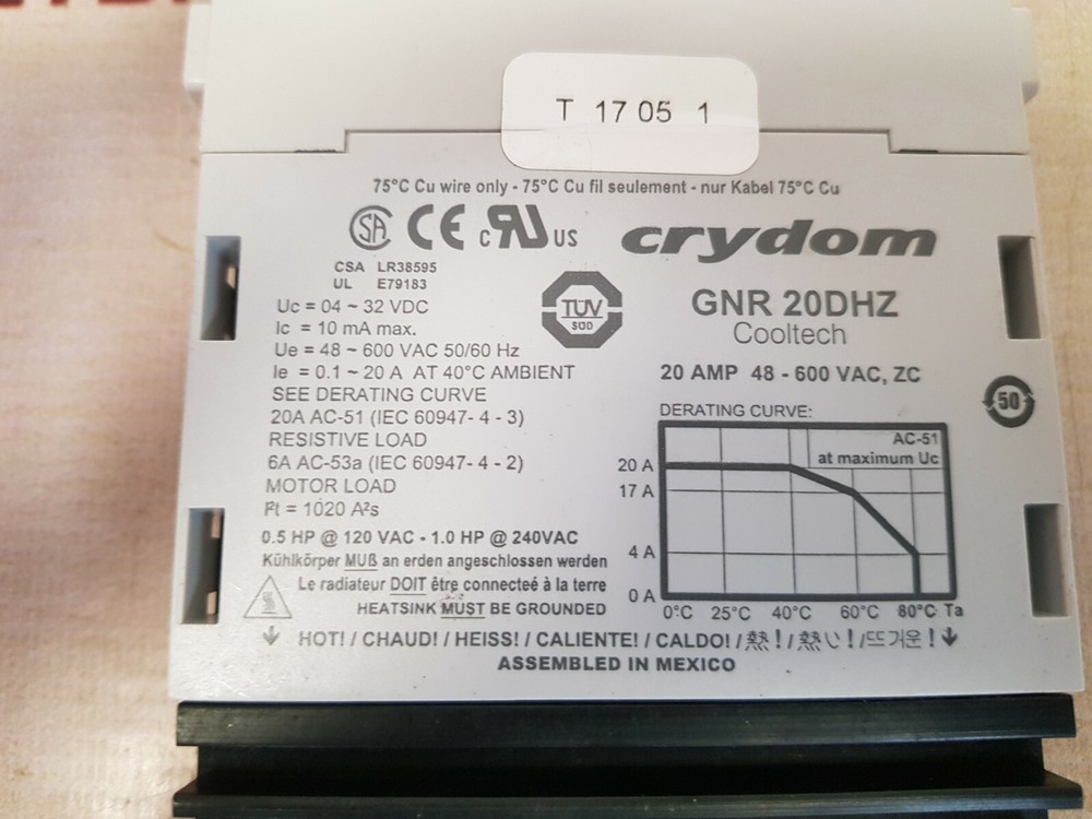 Crydom GNR20DHZ Cooltech Solid State Relay 20 Amp 48-600 VAC