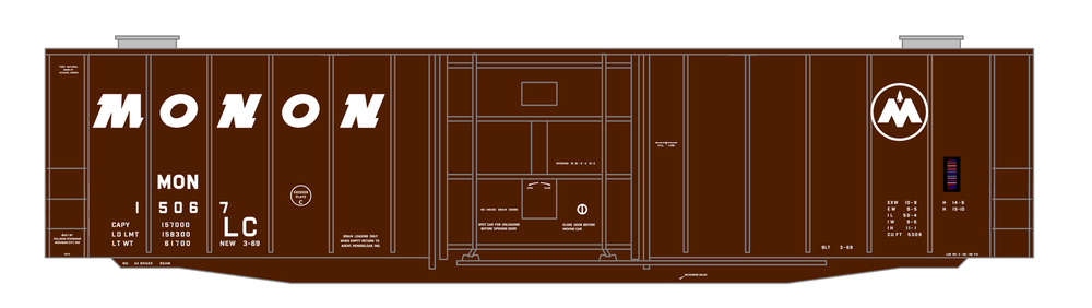 K4 HO Scale Decals Monon 50 Ft Grain Loading Boxcar White
