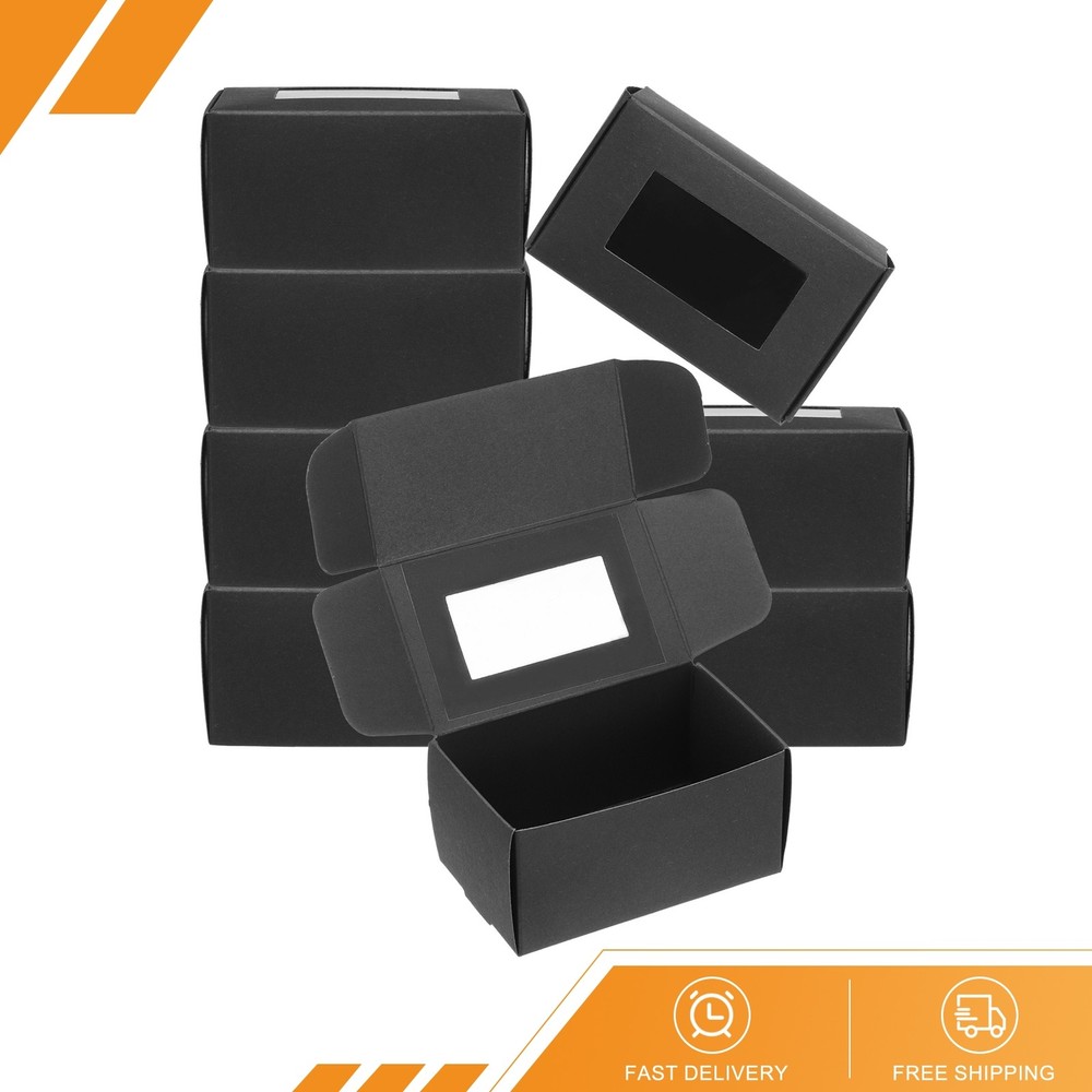 40PACK 3.9"x2.4"x2" Paper Soap Box with Window Soap Boxes Rectangle Black