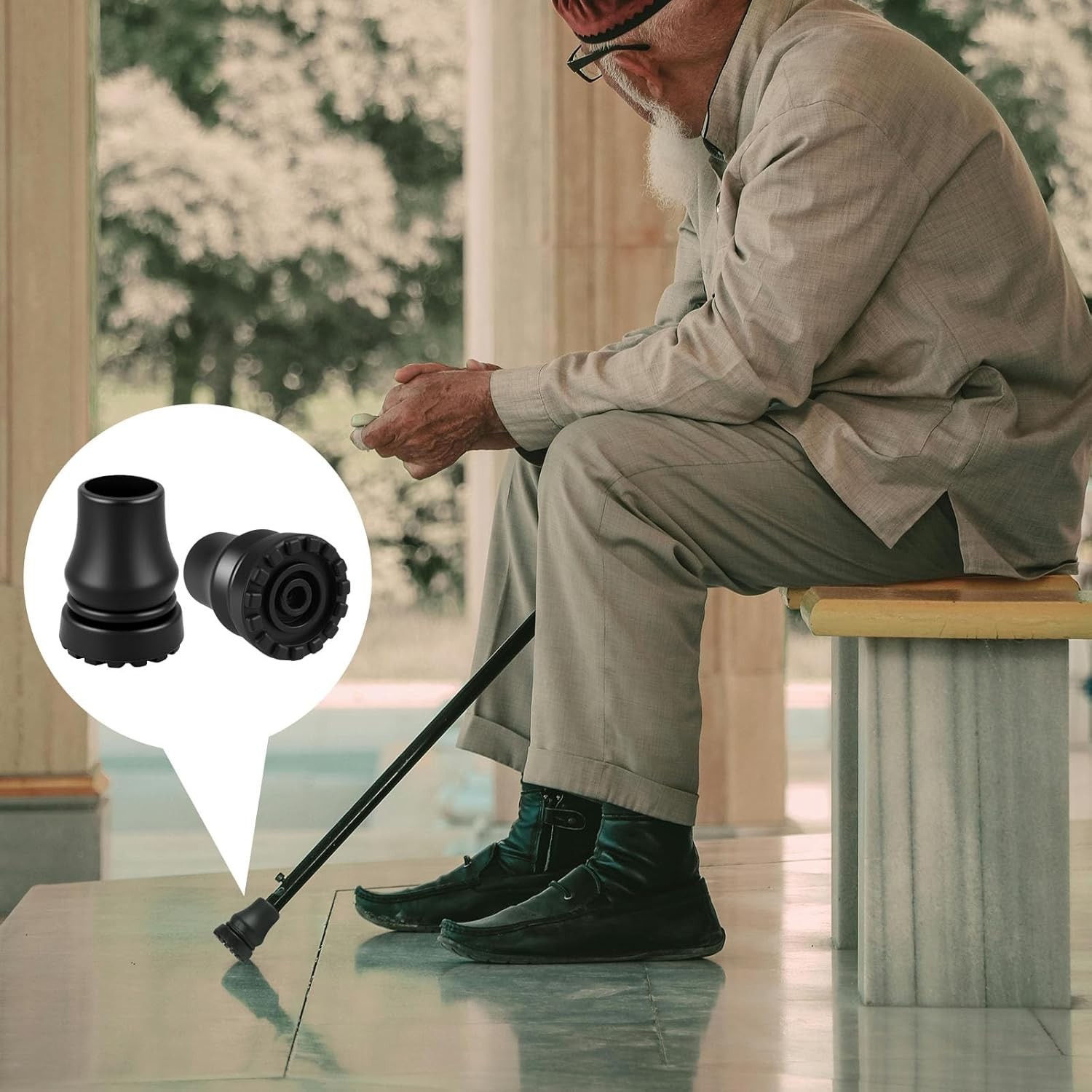 4Pcs Cane Tips 3/4 Inch Heavy Duty Rubber Cane Tips Anti Slip TPR Replacement...