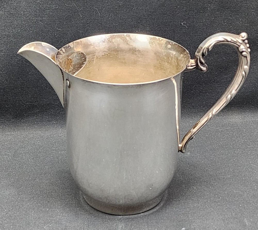 VINTAGE SILVER ON COPPER ICE WATER CATCHER PITCHER ORNATE SILVERPLATED ANTIQUE