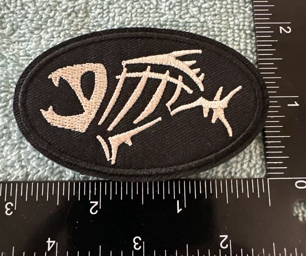 FISH BONES 2x3 Embroidered Morale Patch Hook Backing Brand New