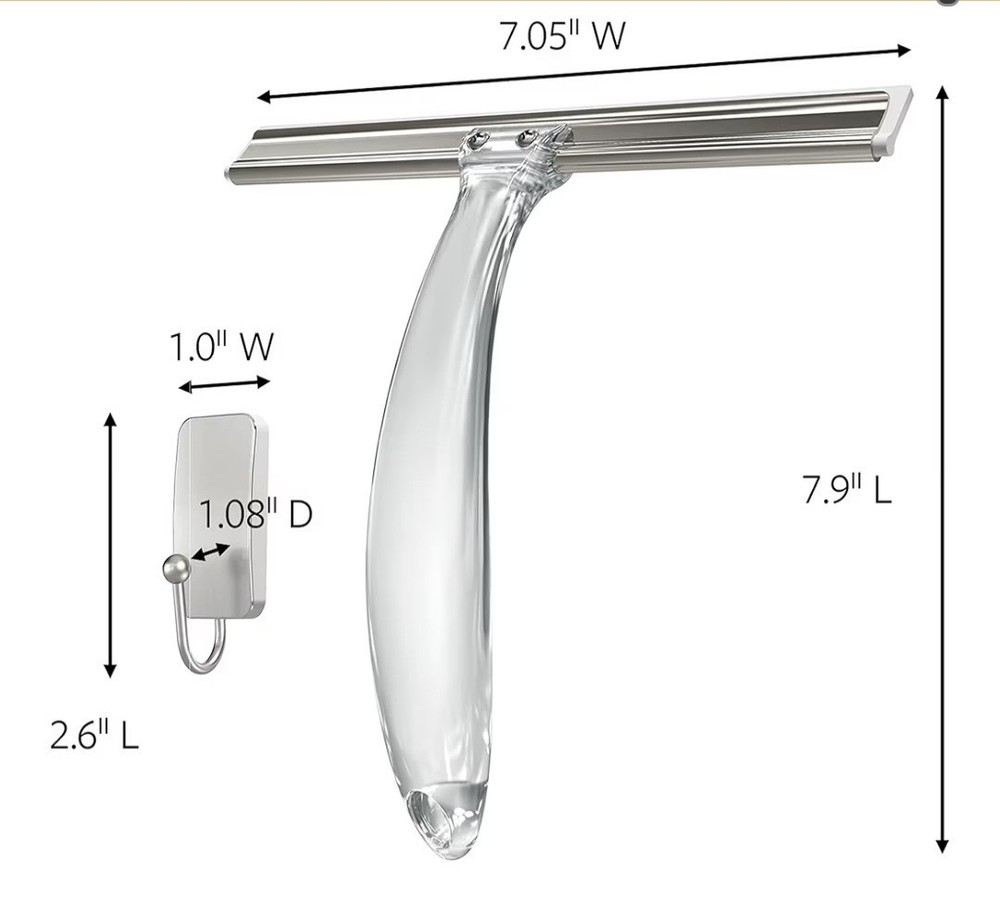 3M BATH32-SS-ES Command Shower Squeegee Hook Nickel Caddy Damage-Free Hanging