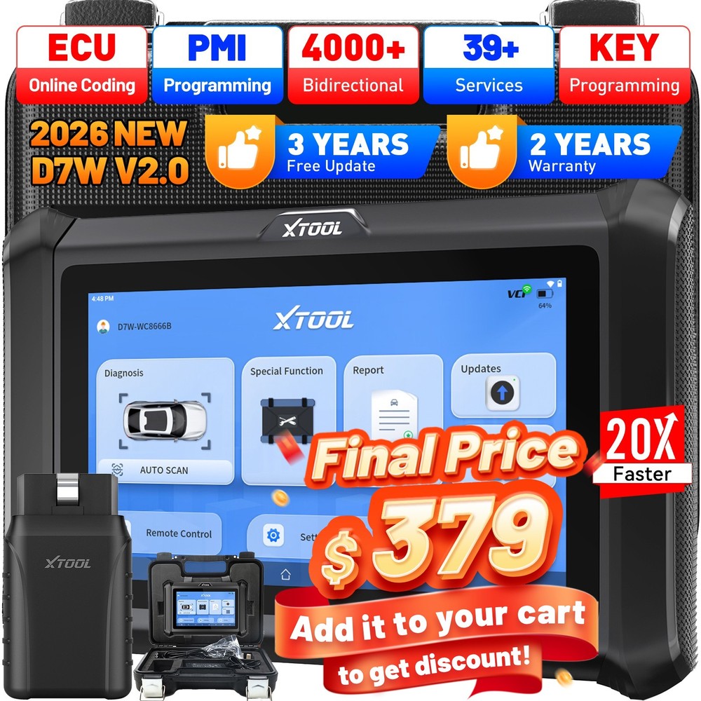 2026 XTOOL D7W Wireless OBD2 Scanner Car Full System Diagnostic Tool ECU Coding