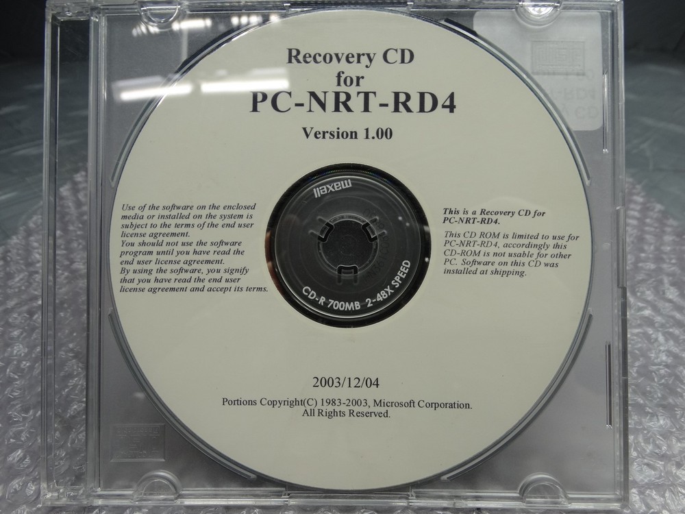 Noritsu Recovery CD Version 1.00 for PC-NRT-RD4