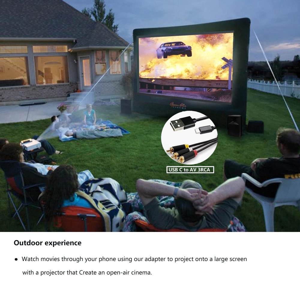 ECDREAM USB C to RCA Cable Adapter, 6Ft Type-C Wired 6ft, usb c rca