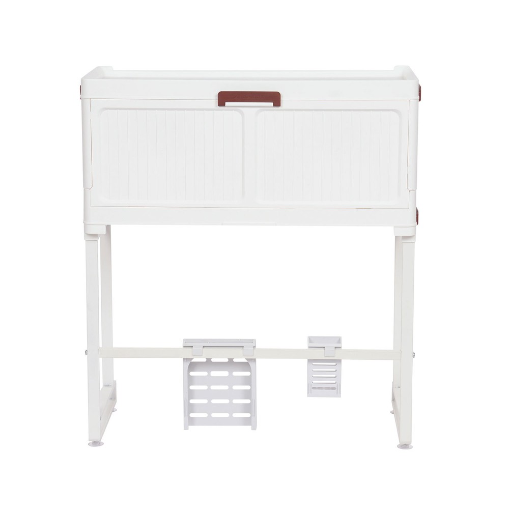 1 Layer Standing Kitchen Shelf Kitchen Cabinet Standing Storage Shelf White