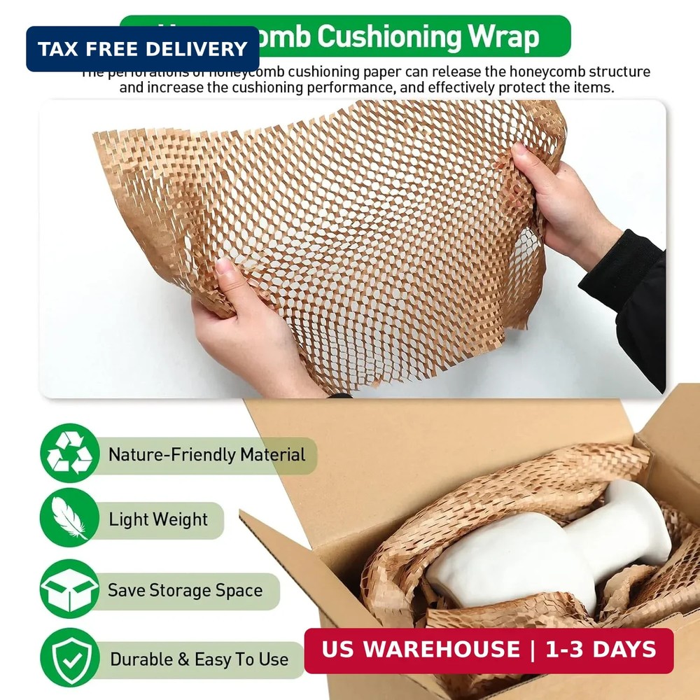 MAXECHO 50 Sheets Honeycomb Packing Paper Expanded Size 12" × 16" Unexpanded Siz