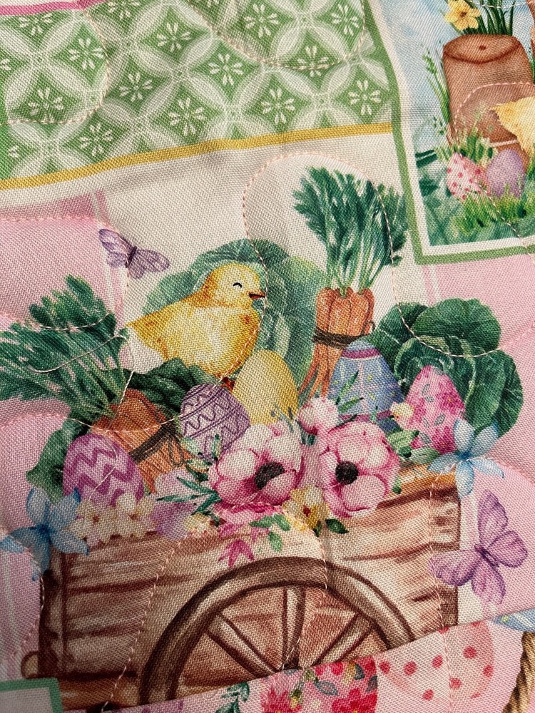 Handcrafted-Quilted Table Runner -Easter Eggs, Baskets, Bunnies & Butterflies
