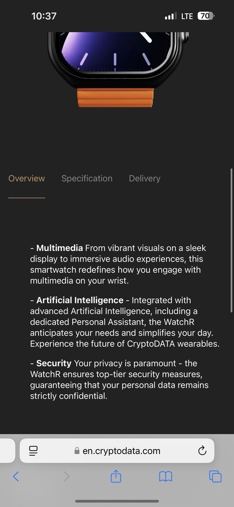 WatchR Crypto Smart Watch by CryptoDATA