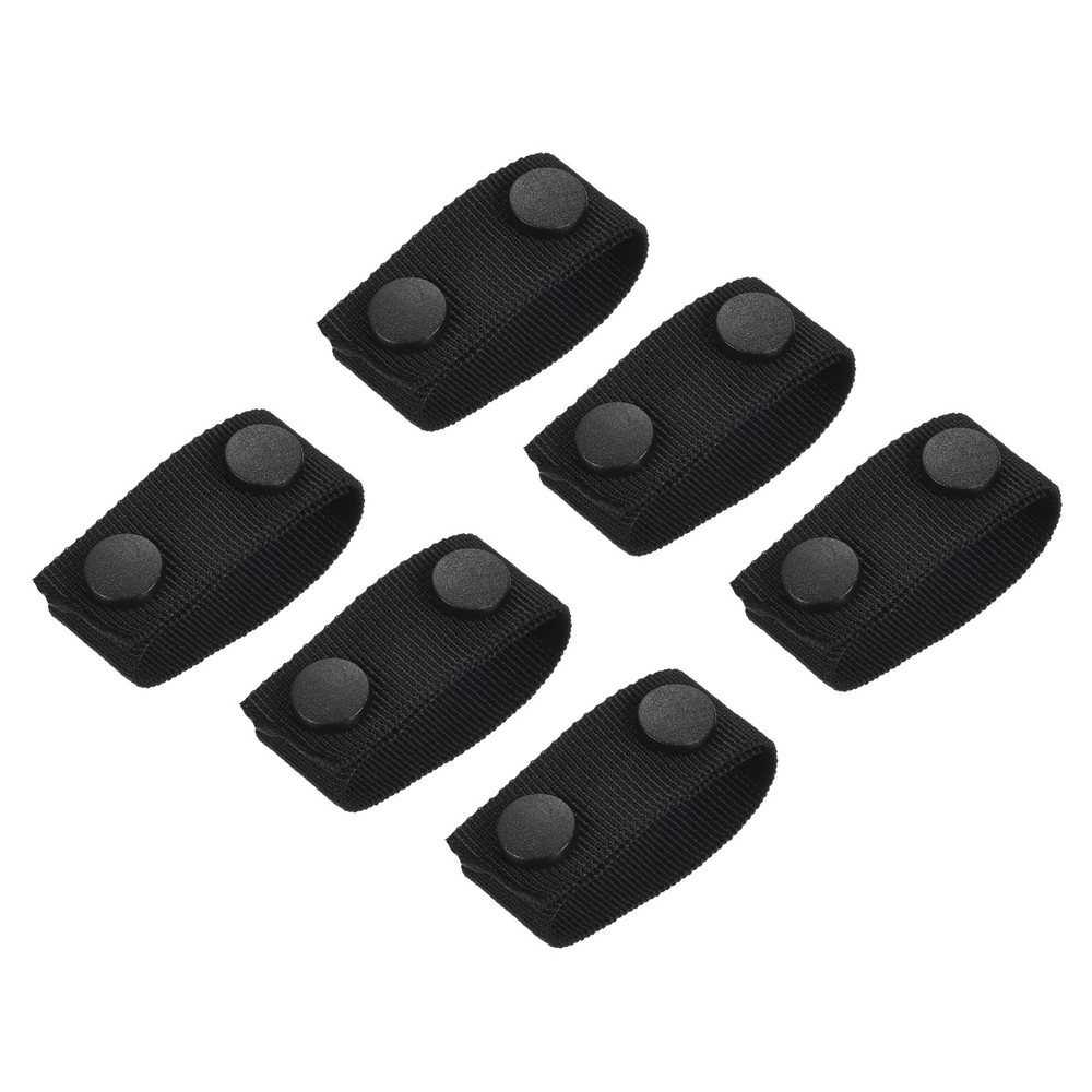 Belt Keeper 6Pack Nylon Webbing Loop with Double Snaps for 2-2¼" Belt Black
