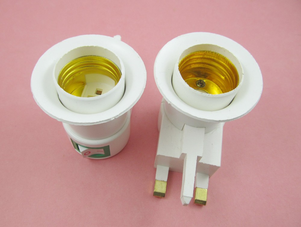 LED Light Bulb Lamp Socket Base Holder E27 to UK Plug Plastic Adapter Converter