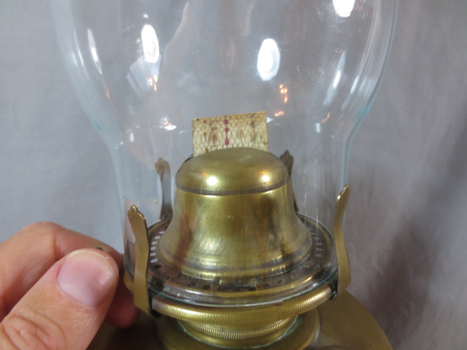 Antique Vintage British Made Oil Lamp & Chimney Shepards Hut Farmhouse