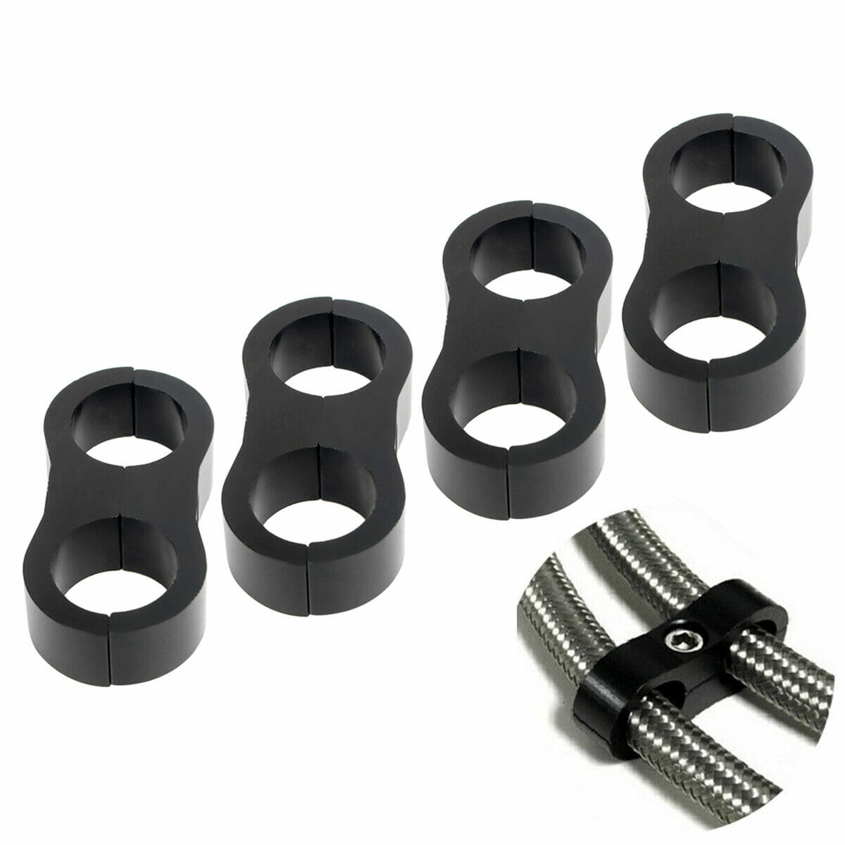 4Pcs Hose Separator Clamp Fitting Connector 6AN 8AN 10AN 12AN Oil Fuel Hose Line