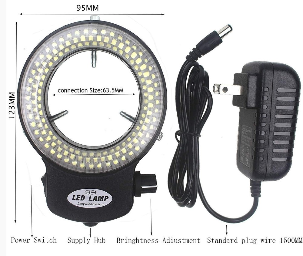 LED-144-ZK Professional Microscope Ring Light - Focused Illumination, Adjustable
