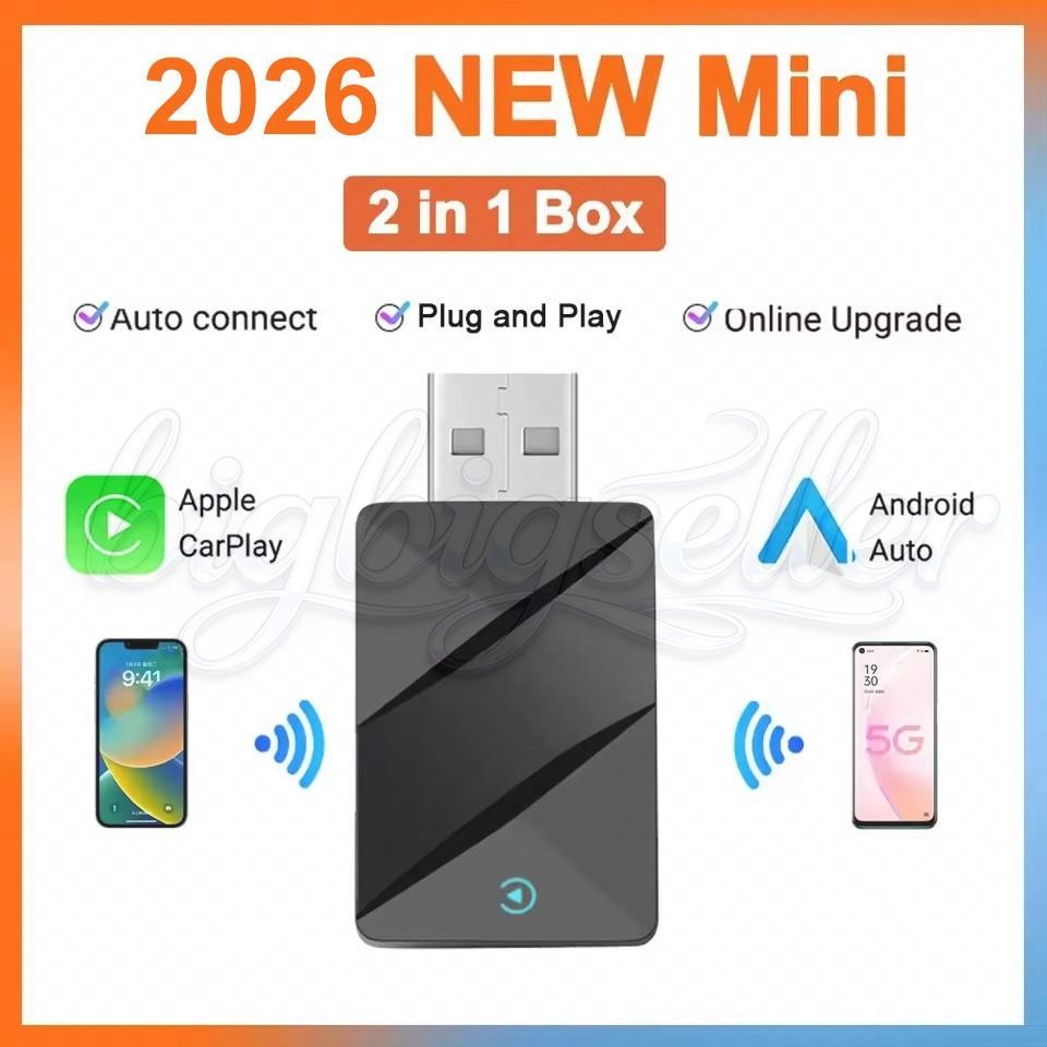 USB Wireless CarPlay Adapter for Apple iPhone & Android Auto Dongle Plug ＆ Play