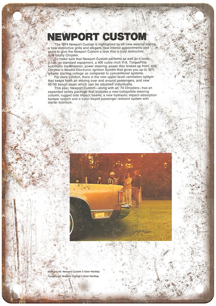 1974 Chrysler Vintage Auto Ad Retro Look Metal Sign AM4642
