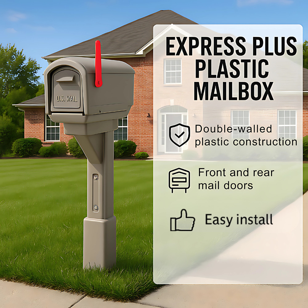 Large Mail Master Express Resin Mailbox & Post Combo Weather Resistant Mocha
