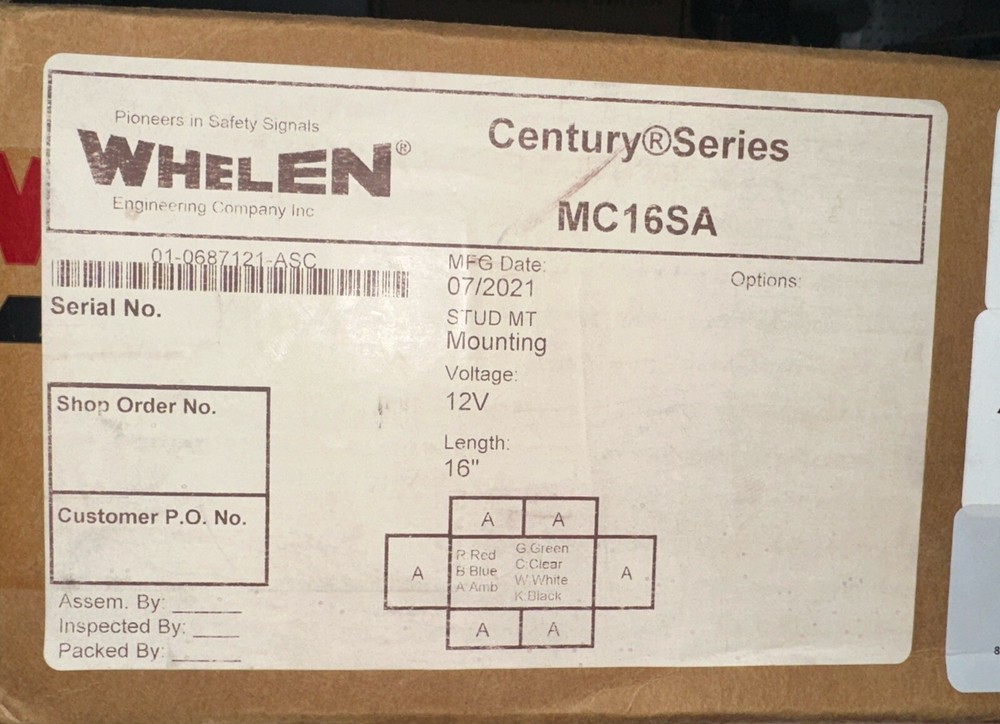 Whelen Engineering Century Series Super Mini Lightbar, 16" MC16SA