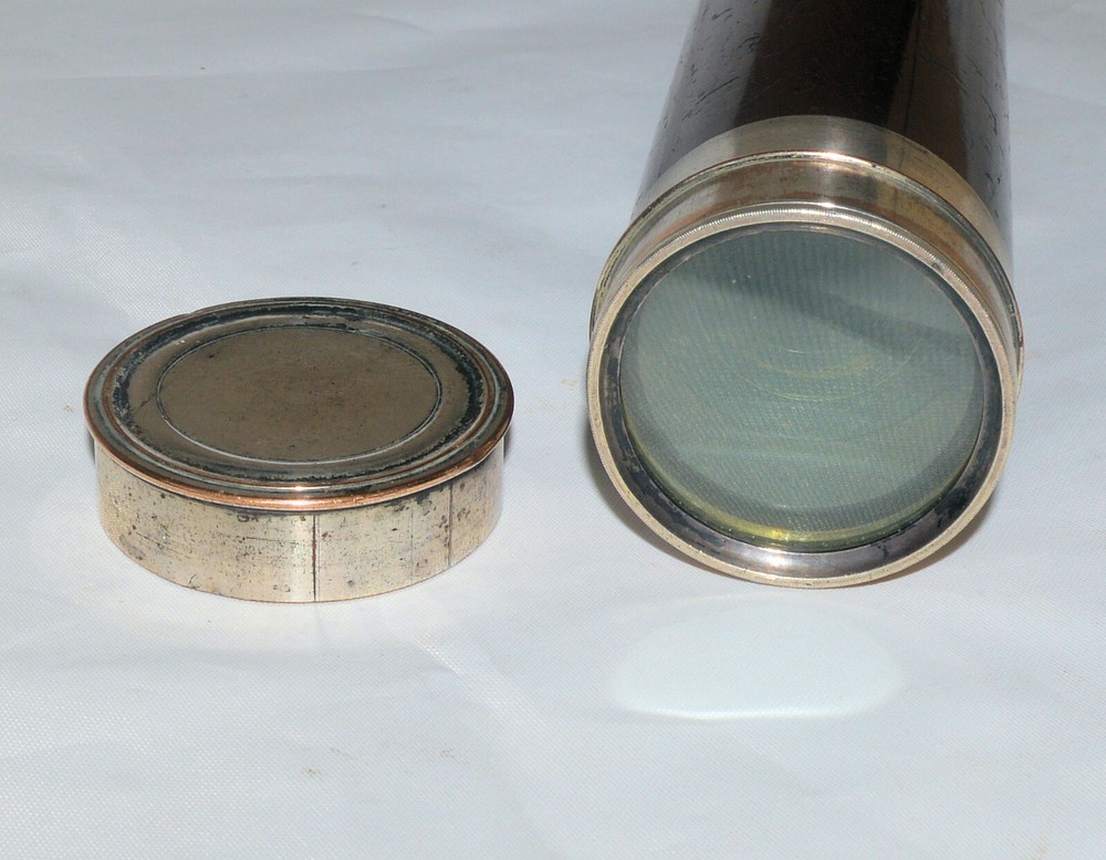 Three draw silver plate telescope – Adams.