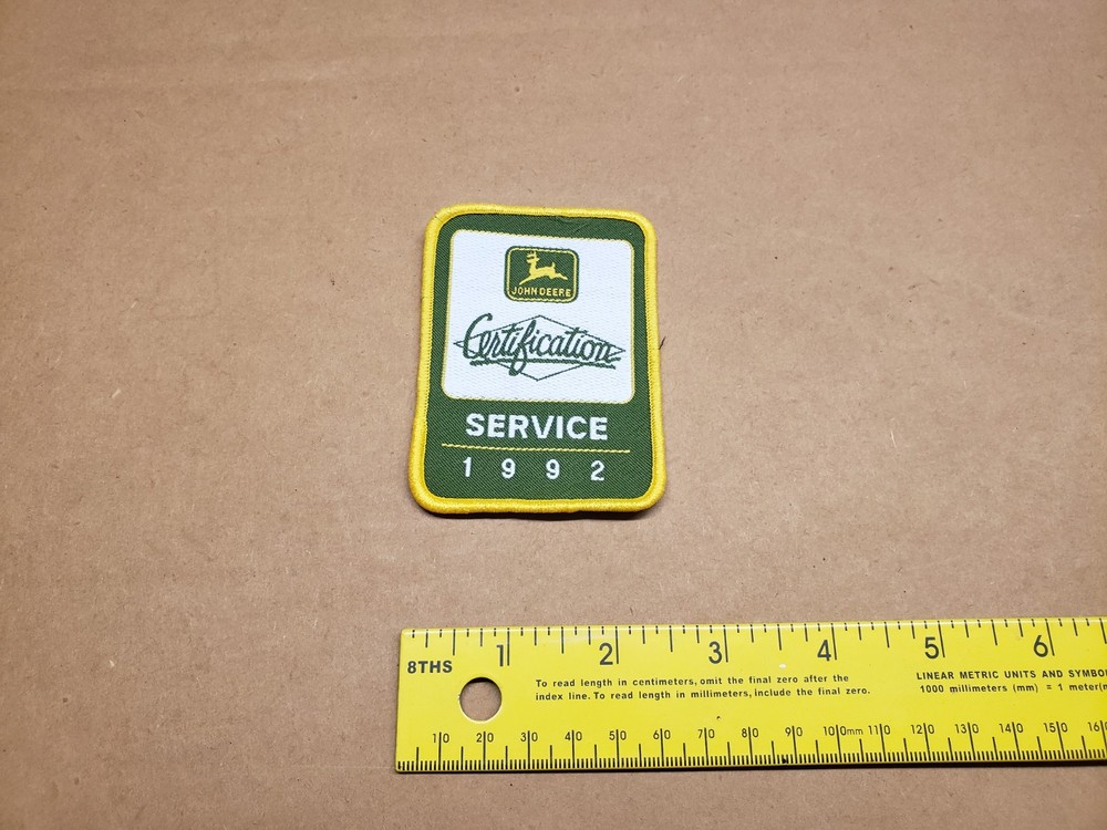 Vintage Advertising 1992 John Deere Service Certification Patch 3-1/2 X 2-1/2
