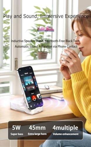 Mobile Phone Sensor Stand Bluetooth Speaker（White） white