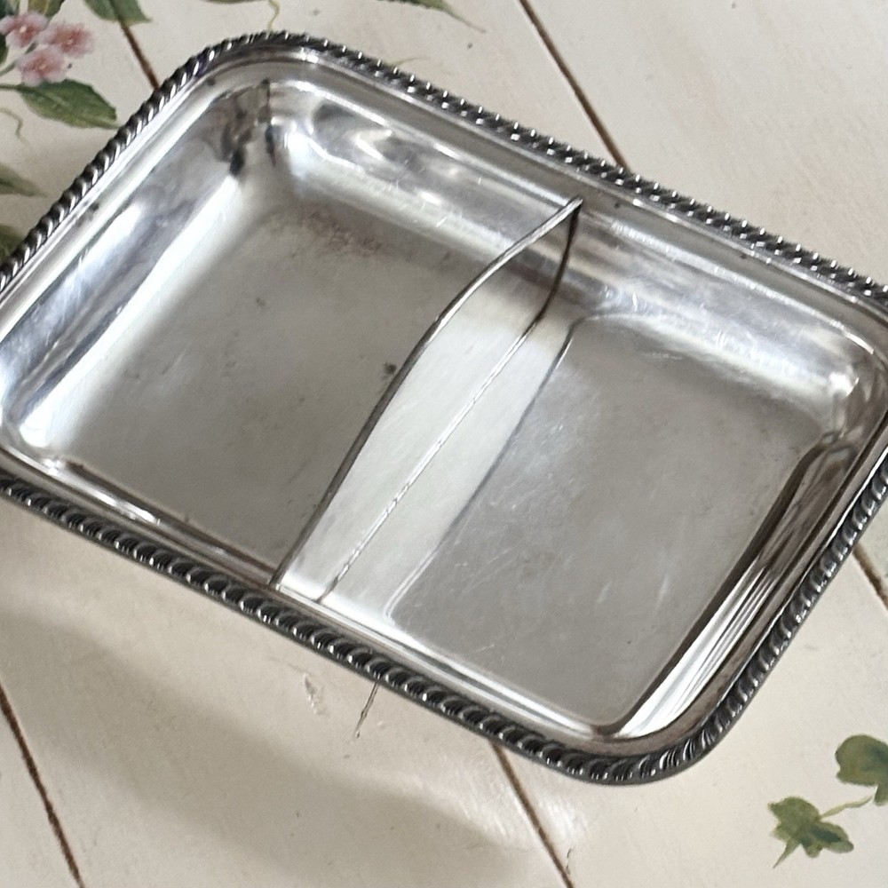 Vintage Silver Plate Platter Divided Serving Dish Two Sections