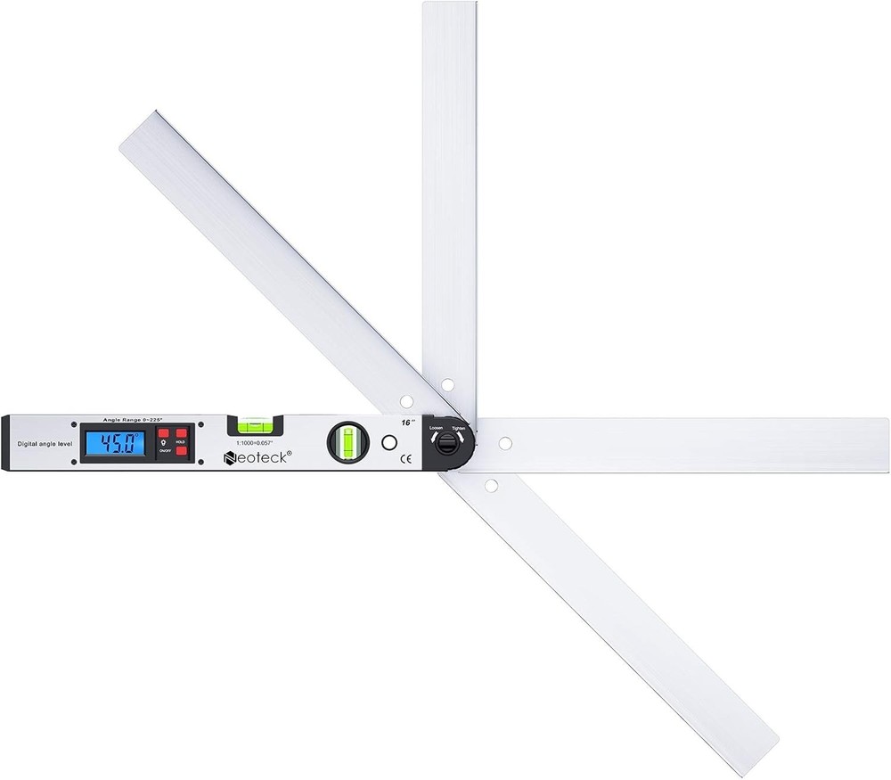 Backlit LCD Angle Finder Protractor with Horizontal and Vertical Bubble Levels