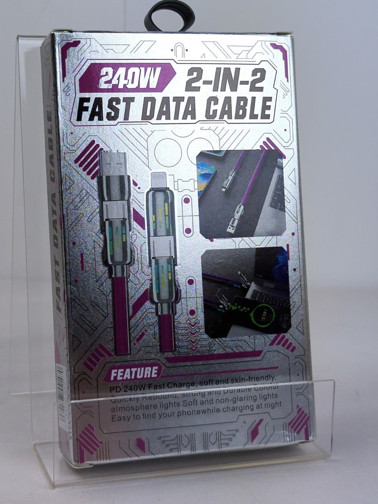 240W FAST CHARGING DATA CABLE, USB-C + USB-A / USB-C + APPLE, 4 FT