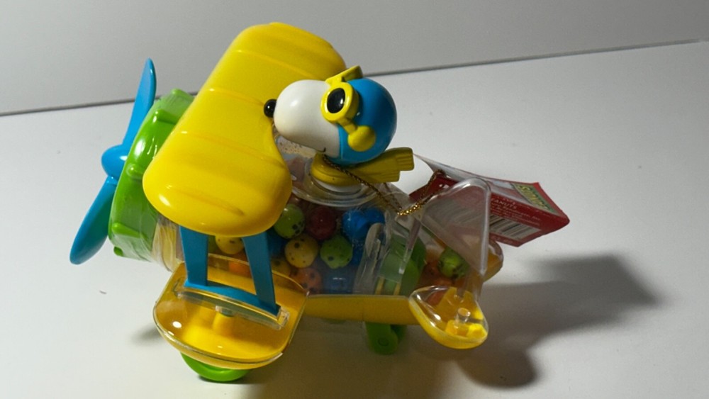 Snoopy Bi-Plane Candy Dispenser Full & Mint - 2009