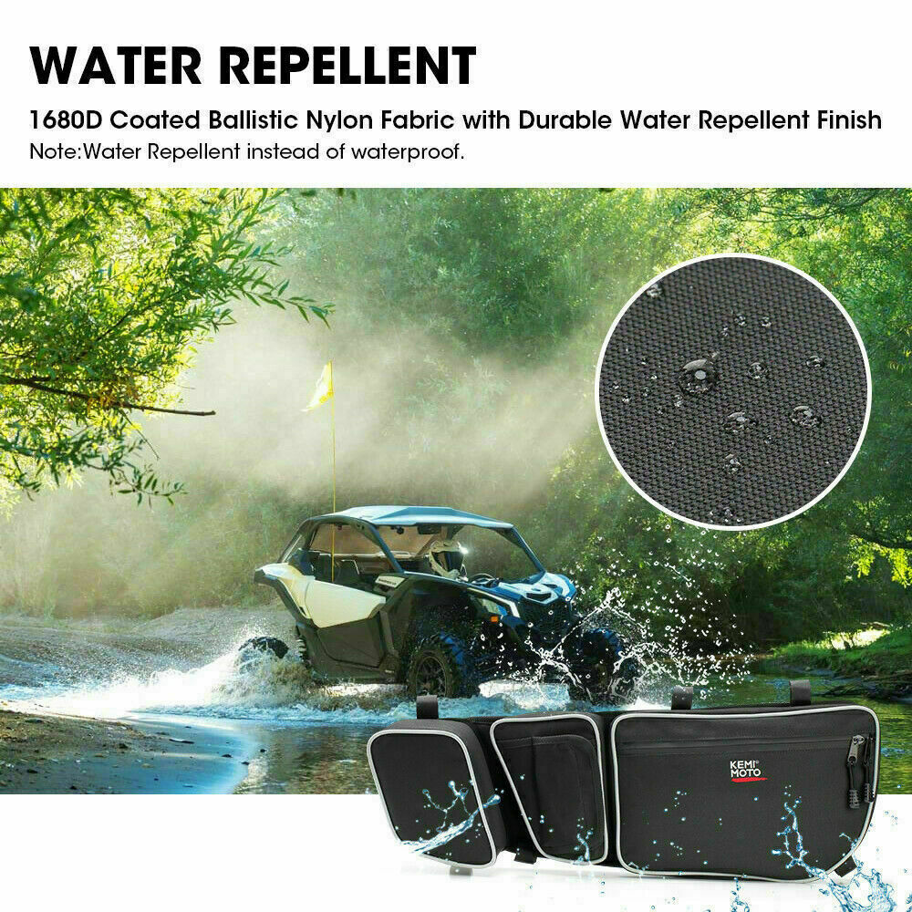 KEMIMOTO UTV X3 Door Storage Bags w/Knee Pad For Can Am Maverick X3 2017-2024