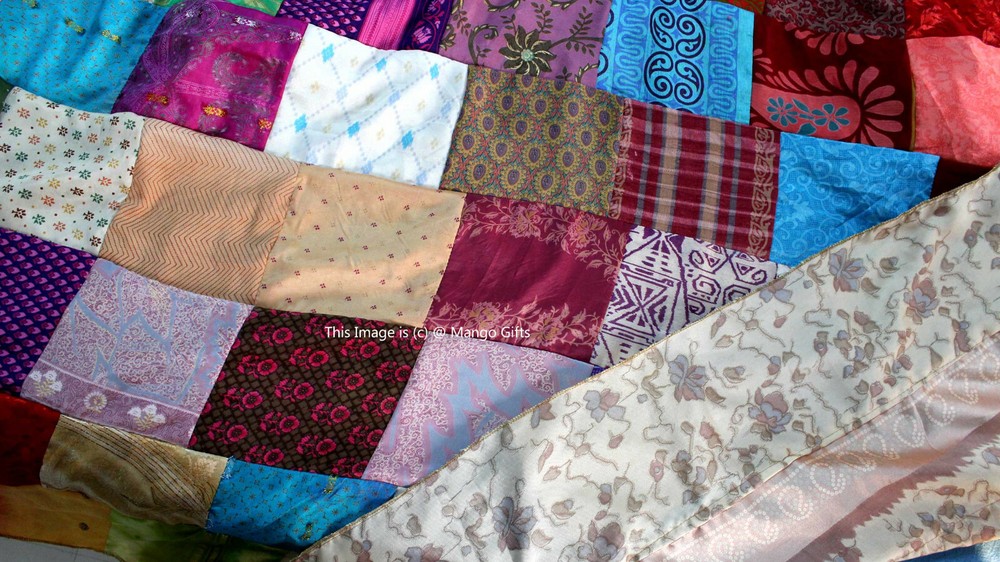 Indian Old Sari Patchwork Curtain Door Drape Boho Silk Saree Curtain Multi 4 Pcs