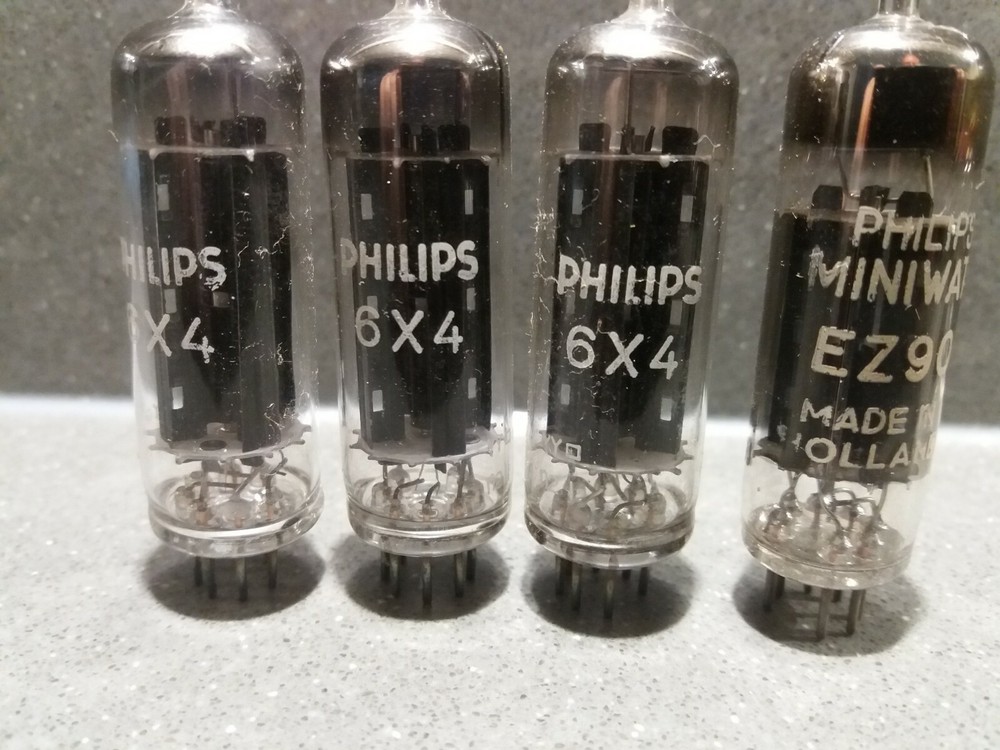 Philips 6X4 EZ90 rectifiers RARE NOS tested 950/950 uA+