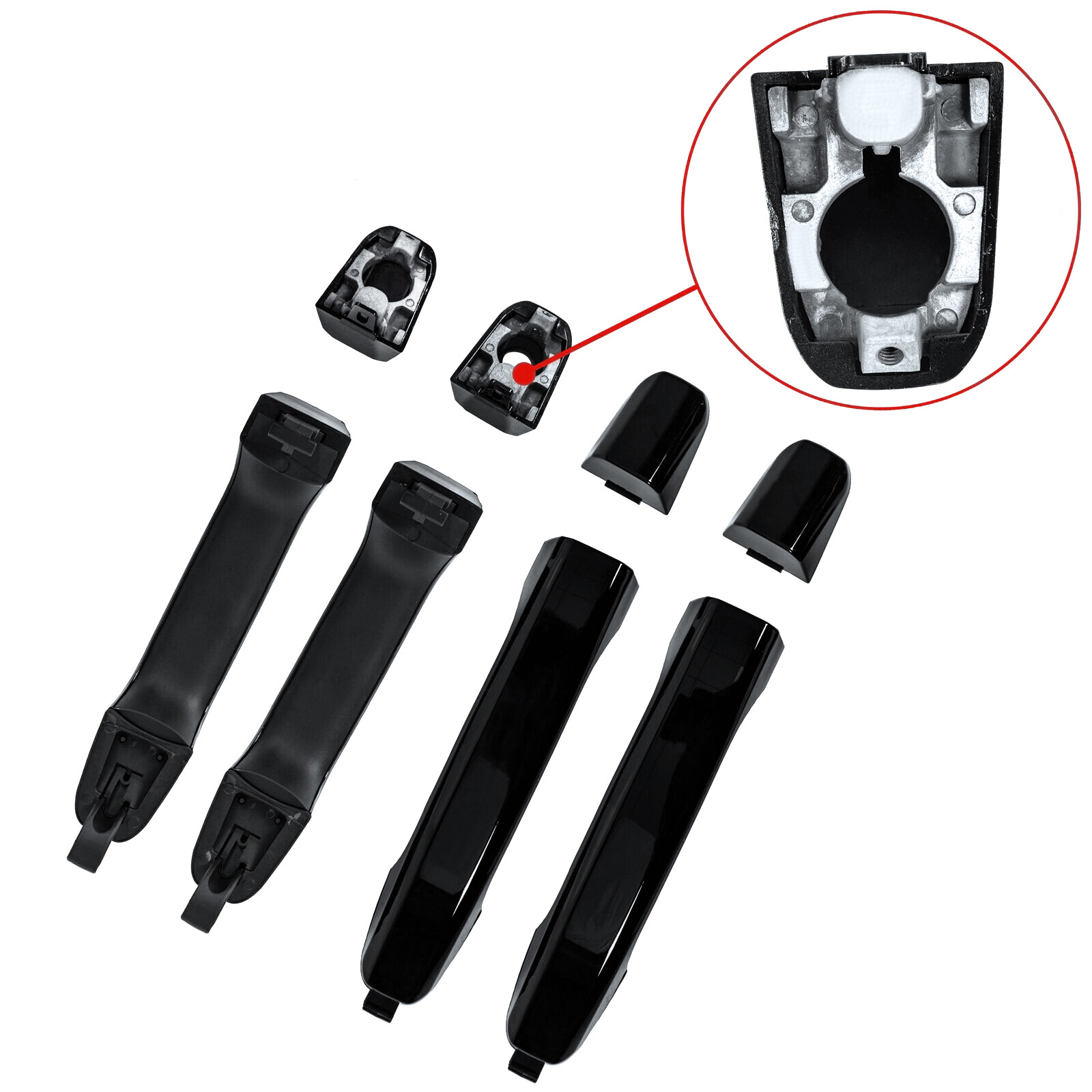 Gloss Black Outside Set of 4 Door Handle Fit 14-19 Chevrolet Silverado 1500 2500