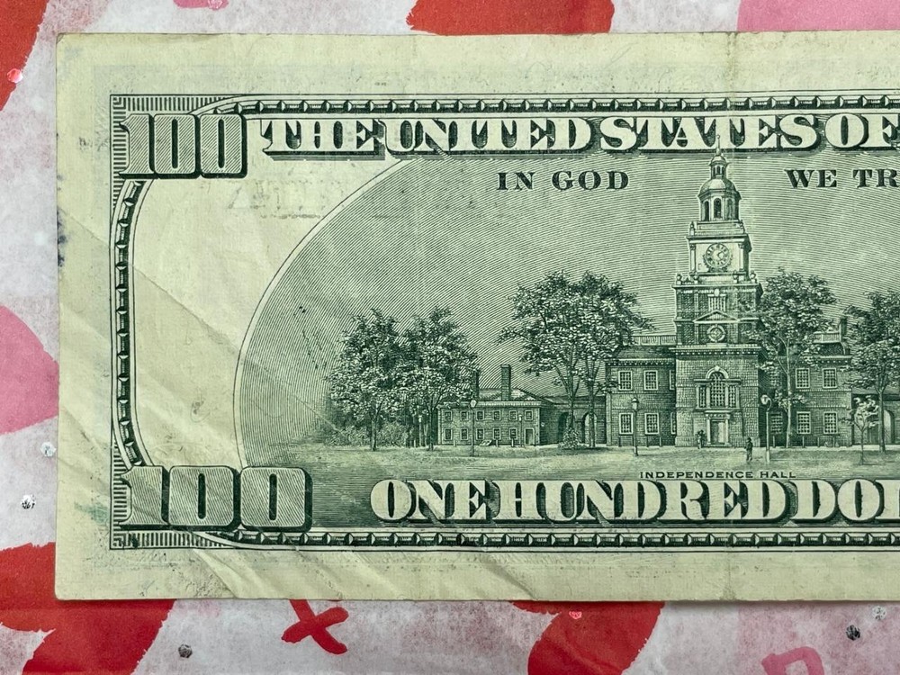 1996 $100 *SERIAL NUMBER INTERIOR FOLD ERROR* Circulated Withrow Rubin